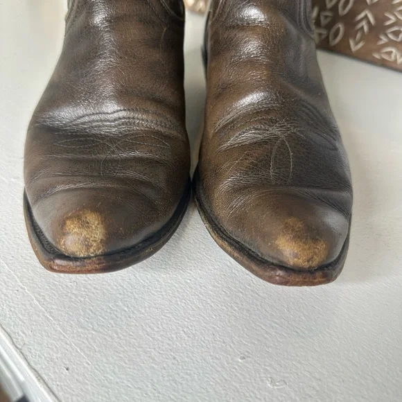 Vintage Frye Aged Brown Leather Western Cowboy Boots Women's - Size 7.5 - Picture 4 of 9